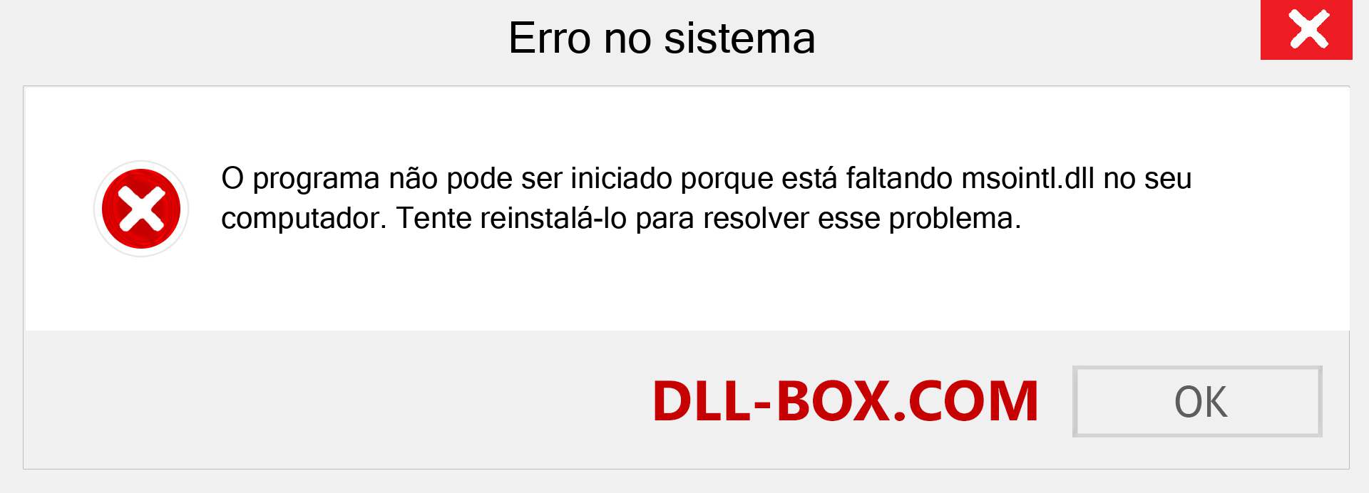 Arquivo msointl.dll ausente ?. Download para Windows 7, 8, 10 - Correção de erro ausente msointl dll no Windows, fotos, imagens